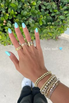 Acrylic, chrome, turquoise, summer, manicure, gel, almond, short, natural Cute Summer Nails Chrome, Neat Nail Designs, Gel Shellac Nails Summer, Turqoise Nails Almond, Teal Nails With Chrome, Tropical Chrome Nails, Teal Vacation Nails, Aqua Almond Nails, Colorful French Tips Nails