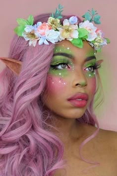 (ad) The Buzziest Spring  makeup see You're just about To see Everywhere. From thick brows to tilt jewelry. super-chic  makeup look s that'll be ... Fairy Makeup Ideas, Pretty Makeup Ideas, Spring Costume, Fairy Costume Women, Makeup Ide, Fairy Costume Diy, Mystical Fairy, Fairy Halloween Costumes