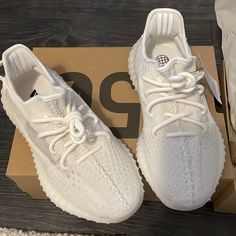 Brand New, Super Comfortable Shoe. Never Worn. Yeezy Bone 350 Outfit, White Yeezy Outfit Women, Yezzy Shoes 350, White Yeezys, Yezzy Shoes Women, Yeezy Trainers, Yeezy Shoes Outfit, Yeezy Outfit Women, Clothes Videos