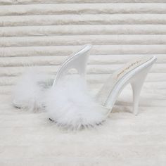 Brand New Fabulicious A Pleaser Brand Items 5" (12.7cm) Heel, 3/8" (1cm) Platform Marabou Sandals Summer Sandals With Feathers And Open Toe, Chic Sandals With Feathers For Summer, Feathered Open Toe Sandals For Summer, Chic Summer Sandals With Feathers, Spring High Heel With Feathers, Feathered Open Toe Sandals For Spring, Spring Feather Open Toe Sandals, Spring Feathered Open Toe Sandals, Summer Feathered Heels