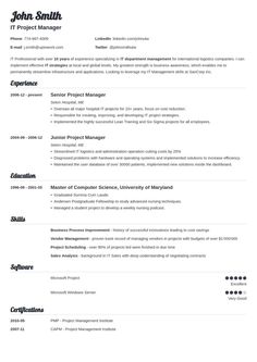 a professional resume with no work experience on the page, it is easy to use