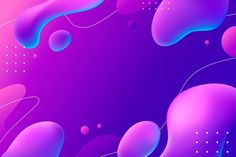 an abstract purple background with pink and blue shapes on it's sides, including bubbles