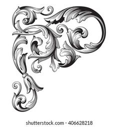 an ornate design in black and white on a white background