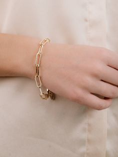 18k gold plated Brass Pavé clasp Approx. 7 Inches Gold-tone Paperclip Bracelet With Rectangular Links, Classic Gold-tone Charm Bracelet, Everyday Gold-tone Paperclip Bracelet With Lobster Clasp, Elegant Gold Plated Paperclip Chain Bracelet, Formal Gold Plated Jewelry With Gold Clasp, Formal Gold-plated Jewelry With Gold Clasp, Minimalist Gold-tone Paperclip Bracelet With Solid Links, Gold Paperclip Bracelet With Lobster Clasp, Classic Jewelry With Gold Clasp For Gift