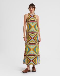 Racer Dress in Rainbow Placée for Women | La DoubleJ US Classic Column, Boho Chic Dress, All About Fashion, Swing Dress, Boho Chic, Long Dress, Colorful Dresses, Ready To Wear, Latest Trends