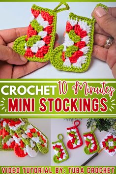 crochet 10 minutes mini stocking pattern video by tiba crochet