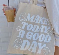 Make Today A Good Day, Cozy Hobbies, Library Day, Tote Bag For Men, Cute And Aesthetic, Canvas Bag Design