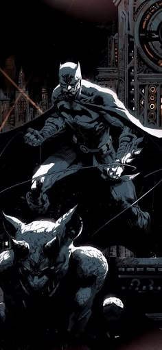 an image of batman and catwoman in the dark knight comic book cover art style