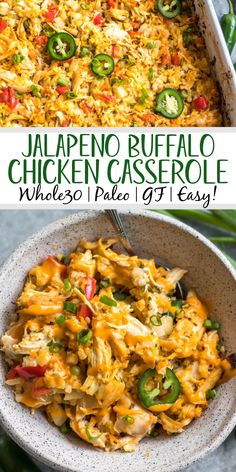 an image of jalapeno buffalo chicken casserole