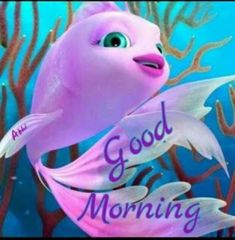 a pink fish with the words good morning on it