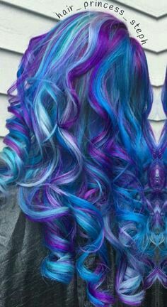 Unique Hair Color Ideas, Unique Hair Color, Blue And Purple Hair, Bright Blue Hair, Hair References, Hair Colorful, Cute Hair Colors, Bright Hair Colors, Hair Color Pastel