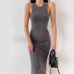 F00283317-103 Steps Dresses, Knit Summer Dress, Ribbed Bodycon Midi Dress, Tank Dresses, Womens Long Dresses, Sleeveless Skirt, Ribbed Bodycon Dress, Sleeveless Long Dress, Midi Dress Casual