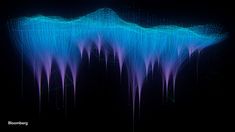 an image of some blue and purple lights on a black background with the words'sound waves'written below it