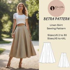 linen midi skirt sewing pattern, midi skirt pattern, linen skirt sewing pattern, sewing pattern, linen skirt , available as an instant download (pdf) sewing pattern bundle with a range of size options , including plus sizes ⭐US Sizes: 2, 4, 6, 8, 10, 12, 14, 16, 18, 20, 22, 24, 26, 28, 30 ⭐Standard Sizes: XS, S, M, L, XL, 2XL, 3XL, 4XL ⭐These patterns are suitable for A4, A0, and US Letter size papers. ⭐Once your payment is processed, you will automatically receive download links for the pattern files. Please note that you can only download the files from a computer; they will not work on a phone or iPad. ⭐This is a digital product. You will receive zip files containing the patterns and sewing instructions. ⭐Due to the nature of digital downloads, no refund, return, or exchange of the file Linen Skirt Pattern, Midi Skirt Sewing, Midi Skirt Sewing Pattern, Girls Western Shirts, Flared Skirt Pattern, Sewing Skirt, Womens Blouse Pattern, Pattern Midi Skirt, Unique Sewing Patterns