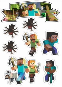 Cupcakes Minecraft, Minecraft Printable, Printable Cake Toppers, Minecraft Stickers