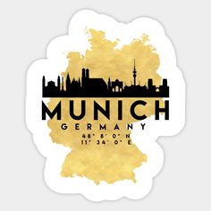 the logo for munich germany is shown in black and gold on a white background