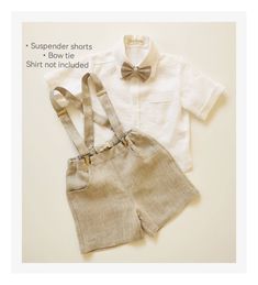 This stylish ensemble includes a pair of high-quality linen suspender shorts and a charming bow tie, perfect for any special occasion. 🌿Choose the option: * Shorts with suspenders (not removable) & bow tie only: Purchase just the linen shorts along with (not removable) removable suspenders and a matching bow tie. Ideal if you already have a shirt or prefer to mix and match. * Complete Suit Set: Order the full ensemble, which includes linen shorts with not removable suspenders a classic shirt, , Cute Ring Bearer Outfit, Ring Bearer Linen Outfit, Linen Ring Bearer Outfit, Kids Beach Wedding Outfits Boys, Groom Outfit Beach Wedding Linen Shirts, Neutral Ring Bearer Outfit, Beige Ring Bearer Outfit, Beach Ring Bearer Outfit, Beach Wedding Ring Bearer Outfit