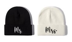 PRICES MAY VARY. 【Find Your Style】: Match your lasting love with our stylish set of Mr. & Mrs. cuffed beanie hats. Whether just married or celebrating your marriage, this soft beanies couple set are perfect for newlywed honeymoons, wedding gifts for bride and groom, or simply a gift for you and your hubby / wifey. A set of elegant lover winter Knit hats which are sure to make a statement, on or off the wedding party. They are great keepsakes to wear on anniversaries. 【Set of Two】: A pair of Mr. His And Hers Hats, Adjustable Beanie Cap As Gift, Couple Hats Matching, Matching Beanies For Couples, Mr And Mrs Hats, Personalized White Wedding Hat, Gifts For Bride And Groom, Hip Hop Dancer, Gifts For Bride