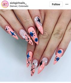 Galactic Glam, Nails 90s, Funky Colors, Metallic Nail Art, Snowflake Patterns, Retro Nails, Vintage Nails, Nail Time, Cute Nail Art Designs