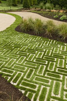 a large green maze in the middle of a garden