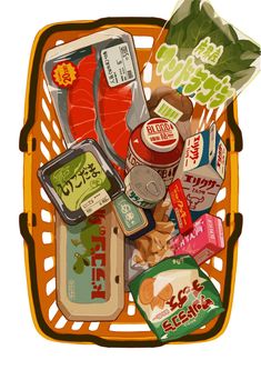 a basket filled with different types of food