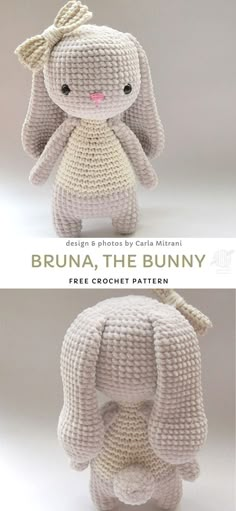 crocheted bunny stuffed animal made to look like a doll