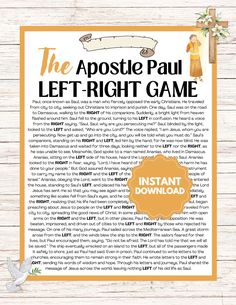 the aposte paul left - right game is shown in this printable version