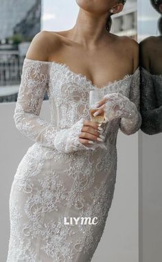 1 new message Off Shoulder Wedding Dresses, Off Shoulder Wedding Dress, Lace Wedding Dress With Sleeves, Pretty Wedding Dresses, Dream Wedding Ideas Dresses, Long Sleeve Wedding, Wedding Dress Sleeves, Long Wedding Dresses, Elegant Wedding Dress