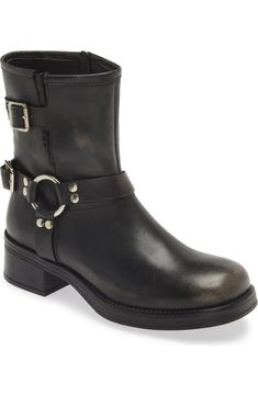 Steve Madden Brixton Bootie (Women) | Nordstromrack Chunky Block Heels, Rustic Charm, Bootie, Steve Madden, Block Heels, Leather Upper, Heels, Leather