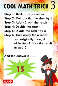 a poster with instructions on how to use the math trick