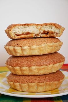 three baked goods stacked on top of each other