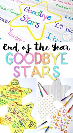 the end of the year goodbye stars craft is made with colored paper and crayons