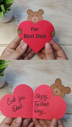 someone is holding up two hearts with the words for best dad and father's day written on them