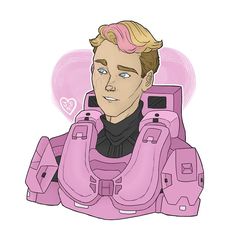 a drawing of a man wearing a pink suit