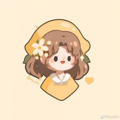 a cartoon girl with flowers in her hair