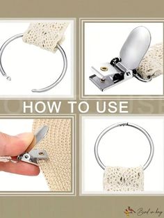 the instructions for how to use a pair of pliers on a piece of knitted material