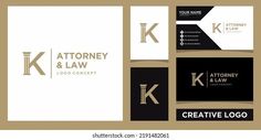 business card design with letter k for law firm