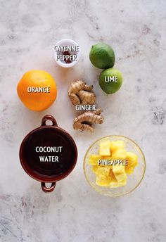 the ingredients to make this smoothie include oranges, ginger, and lime