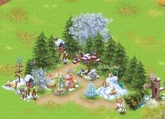 an image of a game scene with many people and animals in the park, all dressed up for christmas