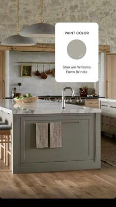 an image of a kitchen with paint colors on the walls and cabinets in grey tones