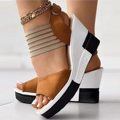 Category:Sandals; Upper Materials:Satin; Season:Summer; Heel Type:Wedge Heel; Gender:Women's; Toe Shape:Open Toe; Style:Fashion,Casual; Heel Height(inch):>5; Outsole Materials:Foam Rubber; Occasion:Daily; Closure Type:Ankle Strap; Pattern:Solid Color; Listing Date:06/05/2023; Production mode:External procurement; 2024 Trends:Comfort Shoes; Foot Length:; Foot Width:; SizeChart1_ID:2:184043; Size chart date source:Provided by Supplier. White Eva Wedge Sandals For Summer, Beige Fabric Sandals For Summer, Synthetic Open Toe Wedge Sandals For Summer, Summer Open Toe Synthetic Wedge Sandals, Spring Beach Fabric Wedge Sandals, Brown Synthetic Wedge Sandals For Summer, Open Toe Eva Wedge Sandals For The Beach, Open Toe Eva Wedge Sandals For Beach Season, Brown Open Toe Wedge Sandals For Summer