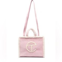 Telfar X Ugg Medium Tote Shopper Bag Excellent Condition - Used A Few Times Tags Have Been Detached But I Still Have Them Dust Bag Included Will Post The Actual Pictures Within 3 Days Price Might Be Adjusted Pink Telfar Bag, Telfar Ugg, Telfar X Ugg, Ugg Purses, Telfar Bags, Telfar Bag, Pretty Tote Bags, Pink Uggs, Suede Tote Bag