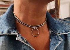 "▪ A beautiful choker necklace decorated with an O ring pendant, made of silver-plated brass, The chain comes in one size 25.9\" (65CM)and is wrapped twice around the neck. you have also a 2.36\" (6cm ) addition of a long adjustable chain. The chain also comes in the color silver also, as you can see in the pictures. ▪ Circle Choker Necklace, O Ring Choker, Delicate Gold Choker Necklace, Dainty Choker Necklace, Gold Circle Necklace - Necklace Gift For Her ▪ Chain length:25.9\" (65cm) Width hoop: O Ring Choker, Dainty Choker Necklace, Choker Necklace Gold, Gold Circle Necklace, Beautiful Chokers, Gold Chain Choker, Dainty Choker, Silver Choker Necklace, Herringbone Chain