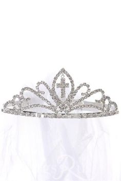 Crown with a cross. Comes with veil. Perfect for First Communion.
One Size Communion Tiara, Flower Girl Veil, Wedding Cord, Flower Girl Tiara, First Communion Veils, Communion Veils, Girls Tiara, Veil Headpiece, Girls Special Occasion Dresses