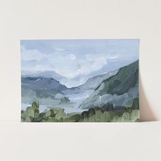 Landscape painting depicting misty mountains and green foliage. Alaska Mountains, Alaska Art, Juneau Alaska, Mountain Painting, Wall Art Landscape, Acrylic Landscape, Landscape Mountain, Landscape Paintings Acrylic, Mountain Wall