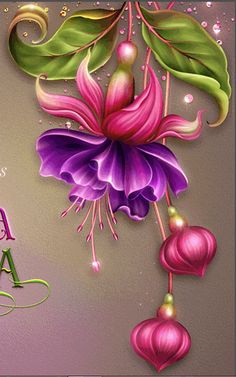 happy new year greeting card with pink flowers and green leaves