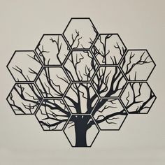 a metal tree with hexagonal shapes in the shape of an octagon