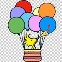 balloons flying in the air with a dog on it's head transparent background png clipart