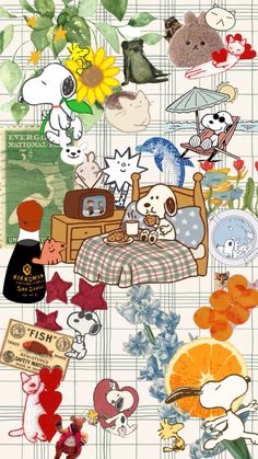 an image of a bed with many different things on the cover and in the background