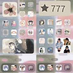 an iphone screen with many different pictures on it, including the number seven and 7